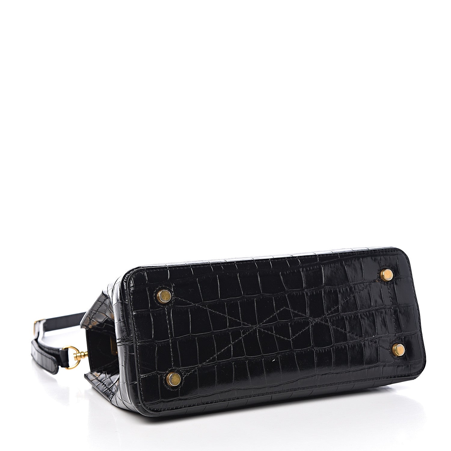 Mulberry Calfskin Crocodile Embossed Mini Seaton Black 4 of 20