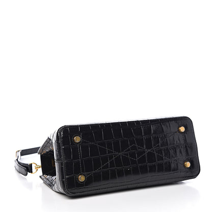 Mulberry Calfskin Crocodile Embossed Mini Seaton Black 4 of 20