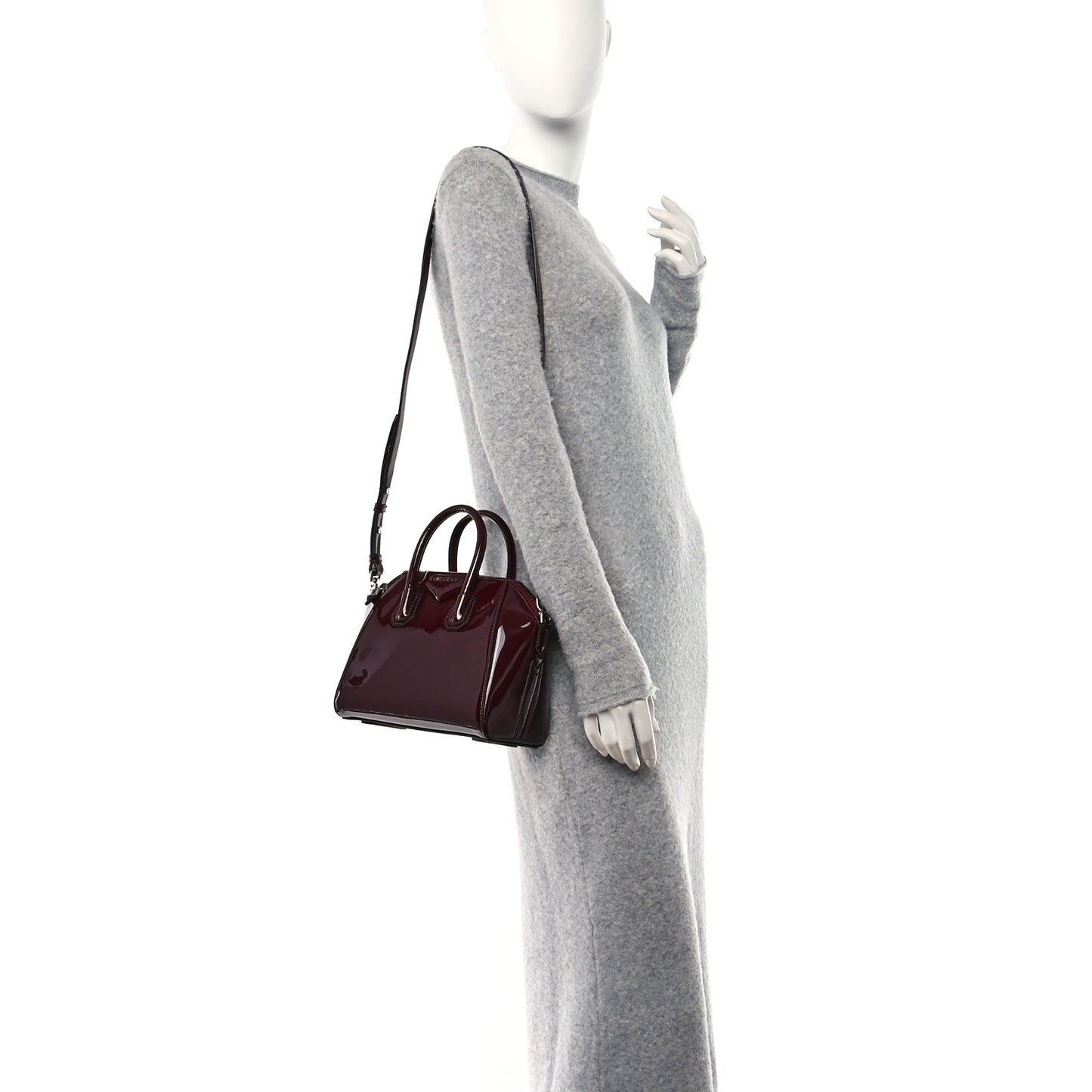 Patent Calfskin Mini Antigona Burgundy