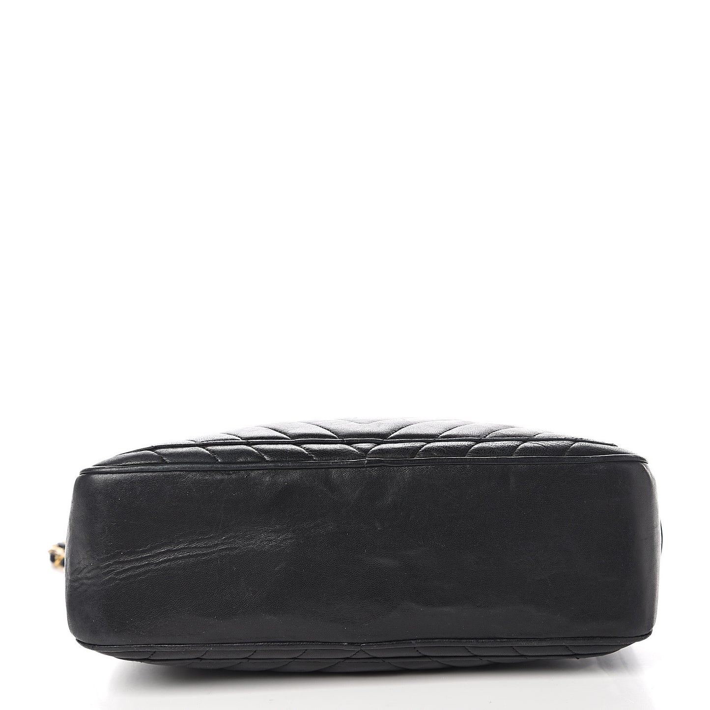 Lambskin Chevron Quilted Shoulder Bag Black