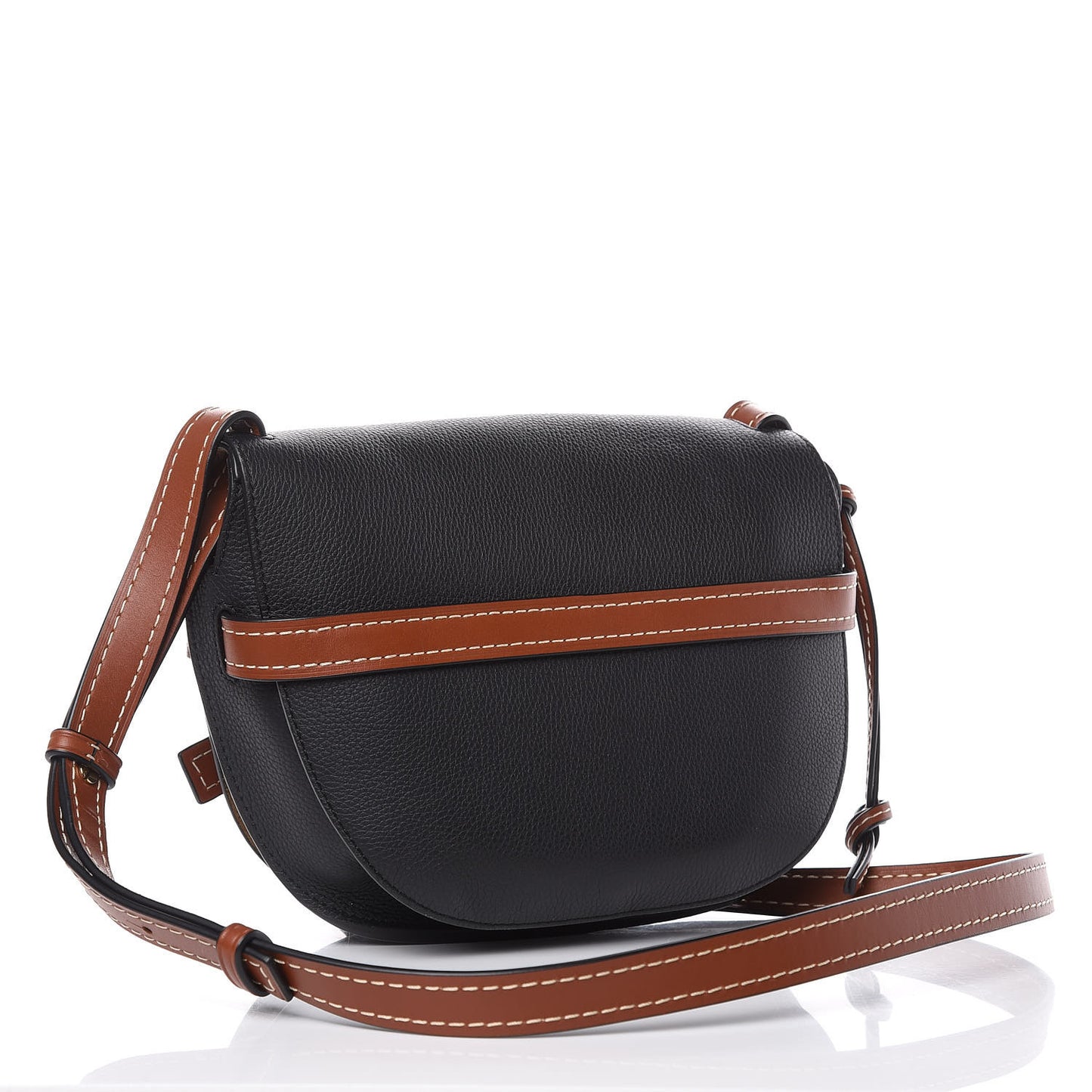 Grained Calfskin Small Gate Crossbody Bag Pecan Black