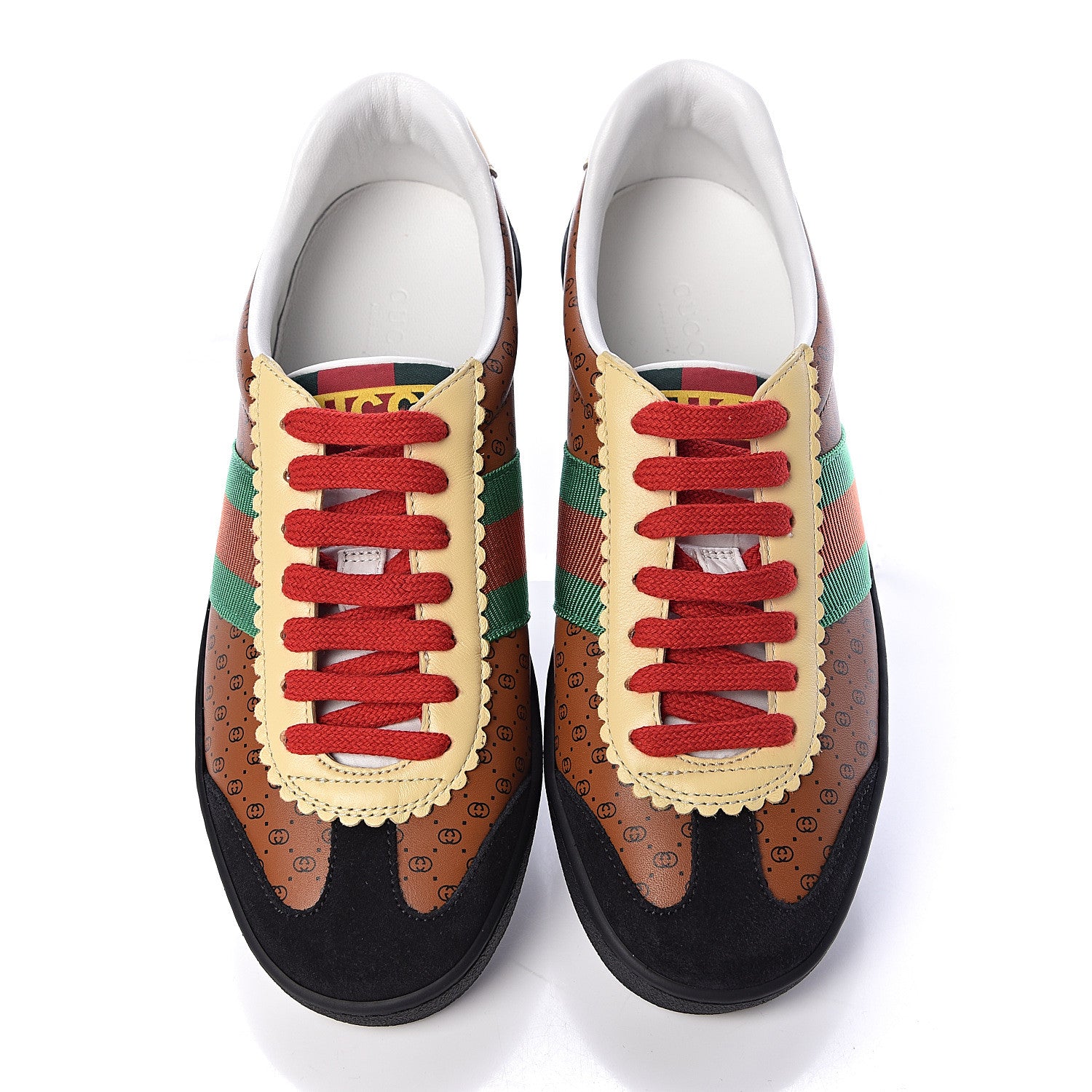 Gucci X DAPPER DAN Calfskin Suede GG Micro Monogram Womens G74 Sneakers 36 Black Cuir Burro 6 of 11
