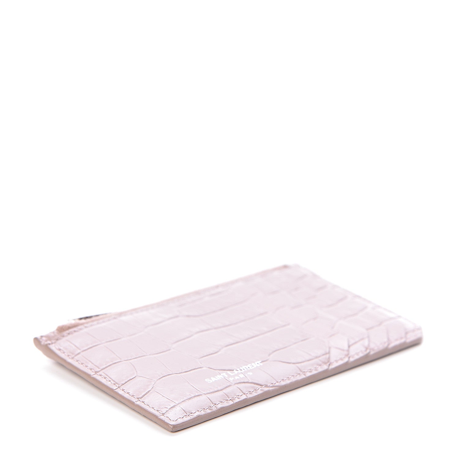 Saint Laurent Crocodile Embossed 5 Fragments Card Case Rose Antic 4 of 9