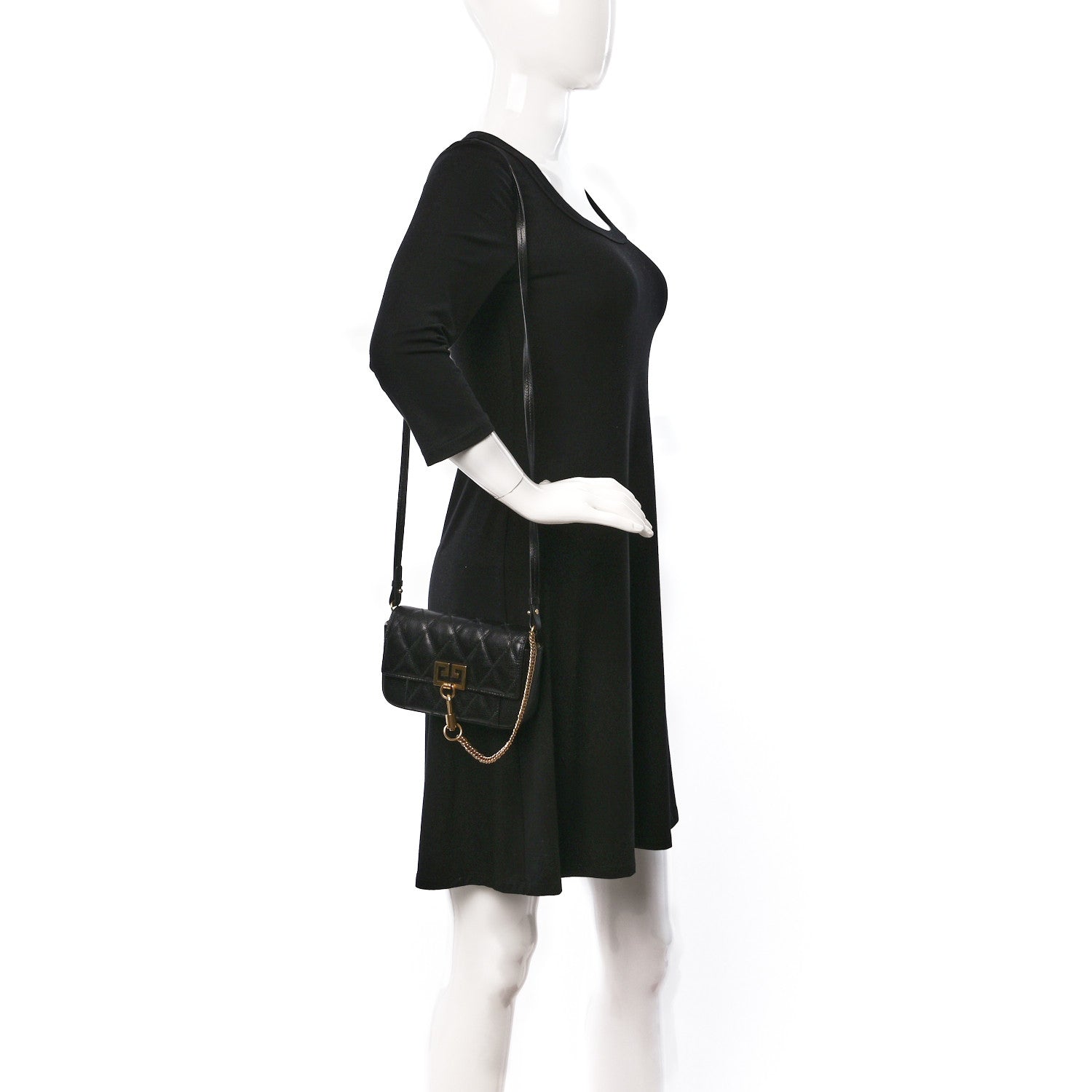 Givenchy Goatskin Quilted GV3 Mini Pocket Convertible Bag Black 2 of 9