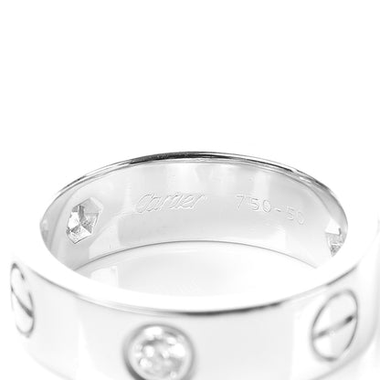 Cartier 18K White Gold 3 Diamond 5.5mm LOVE Ring 50 5.25 5 of 5