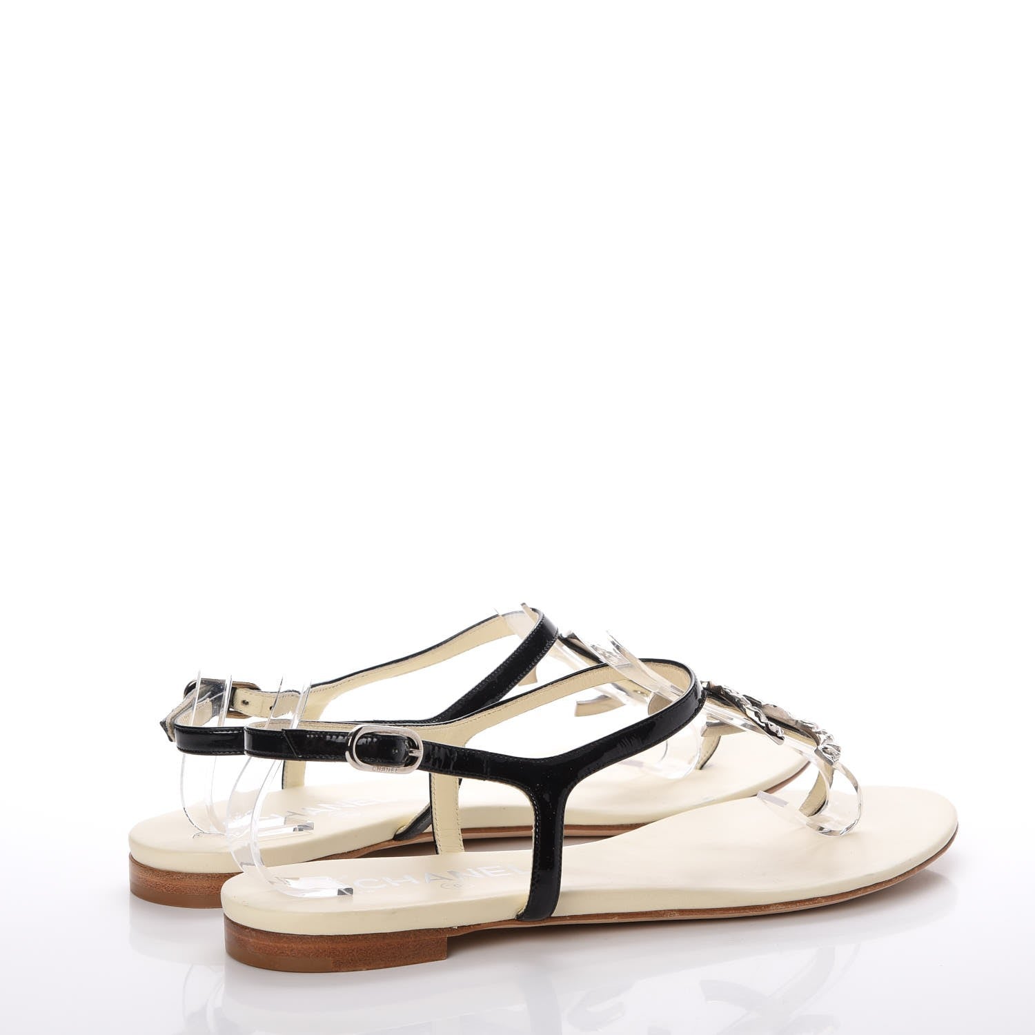 Chanel Patent CC Thong Sandals 38 Black 4 of 14