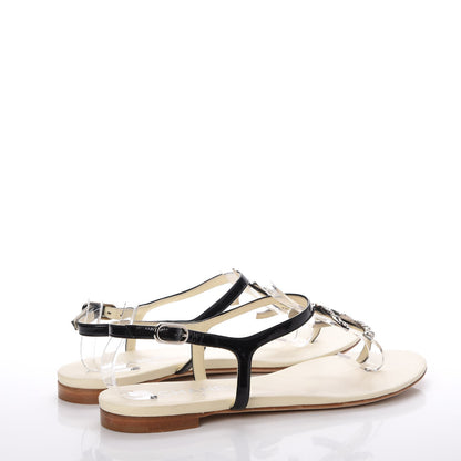 Chanel Patent CC Thong Sandals 38 Black 4 of 14