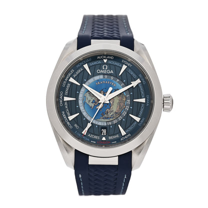 Omega Stainless Steel Rubber 43mm Seamaster Aqua Terra World Time Chronometer Automatic Watch Blue 220.10.43.22.03.001 1 of 5