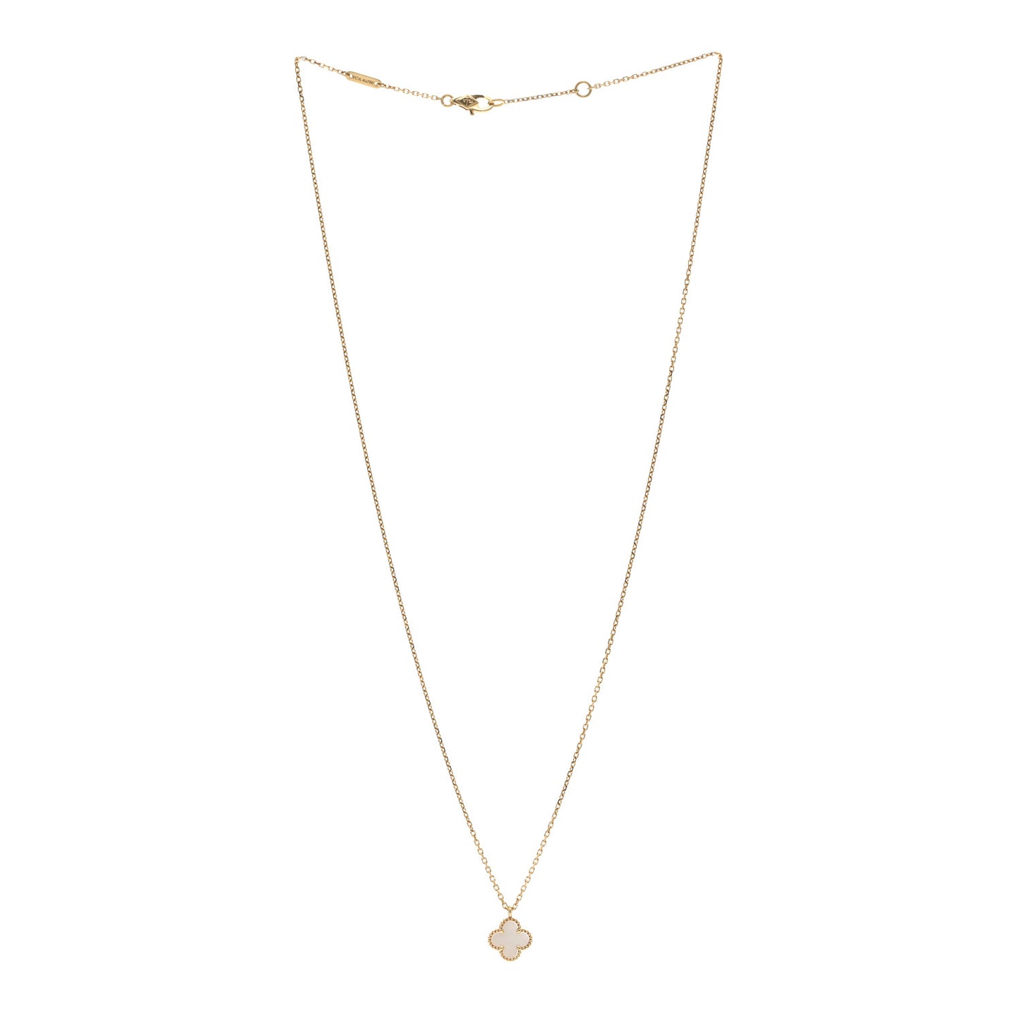 VAN CLEEF & ARPELS 18K Yellow Gold Mother of Pearl Sweet Alhambra Pendant Necklace