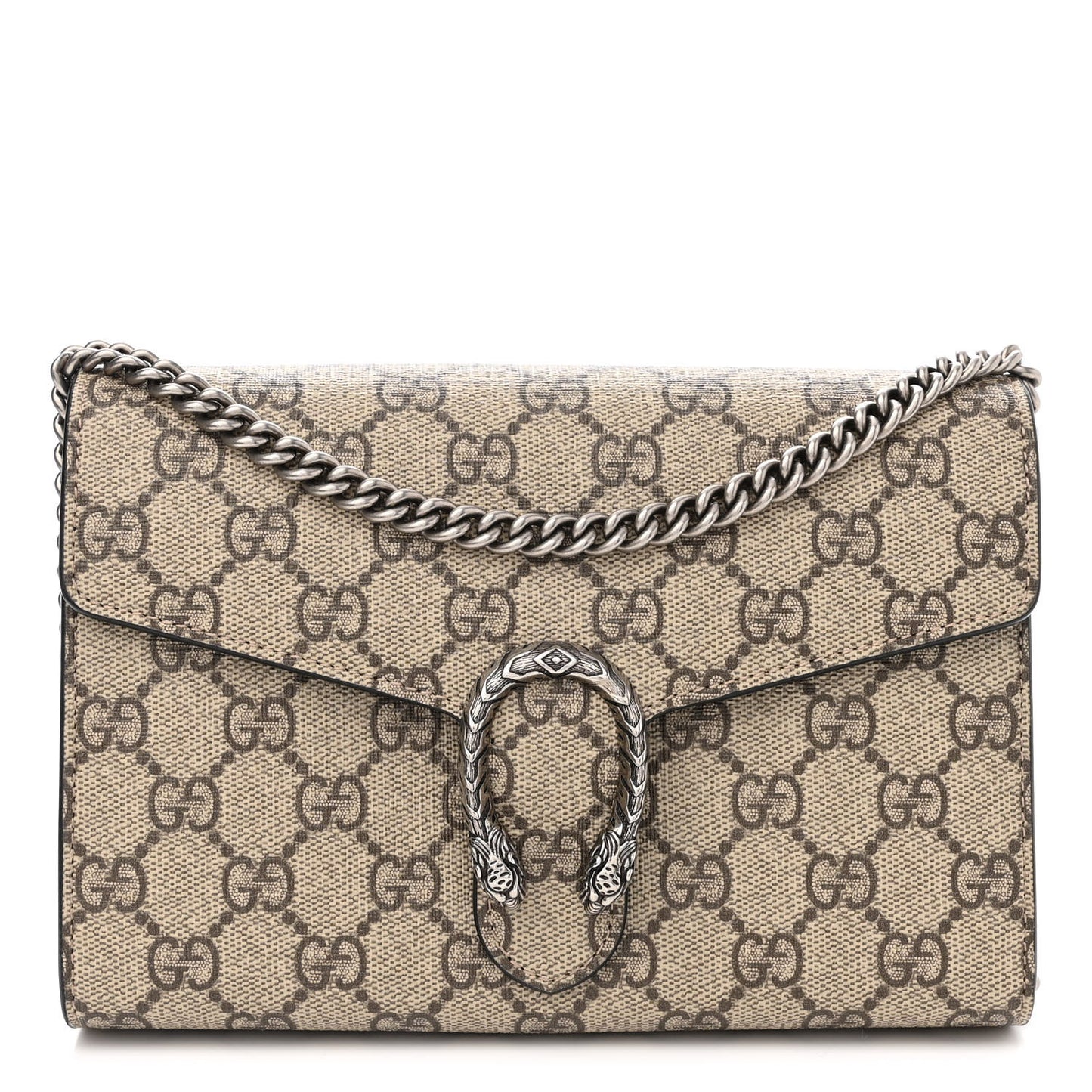 GG Supreme Monogram Mini Dionysus Chain Wallet Beige Black
