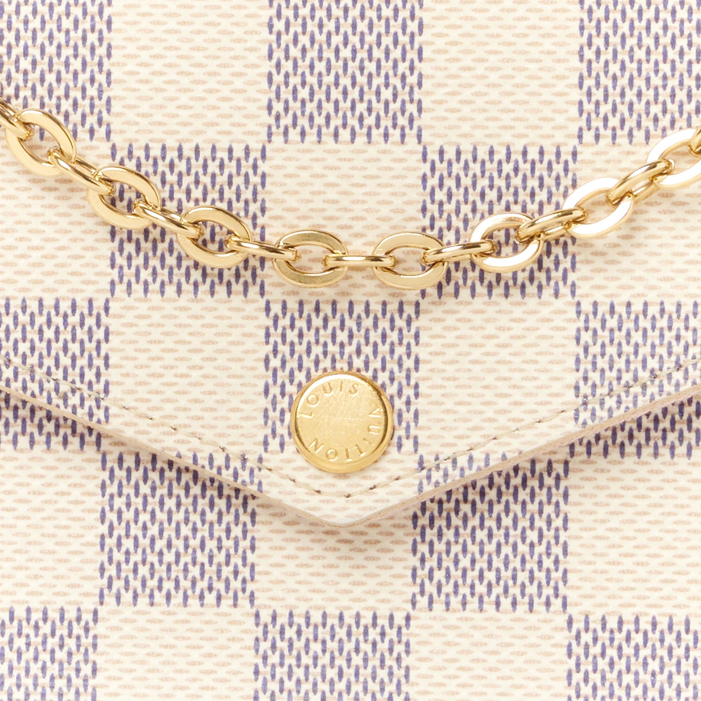 Damier Azur Pochette Felicie Chain Wallet Rose Ballerine