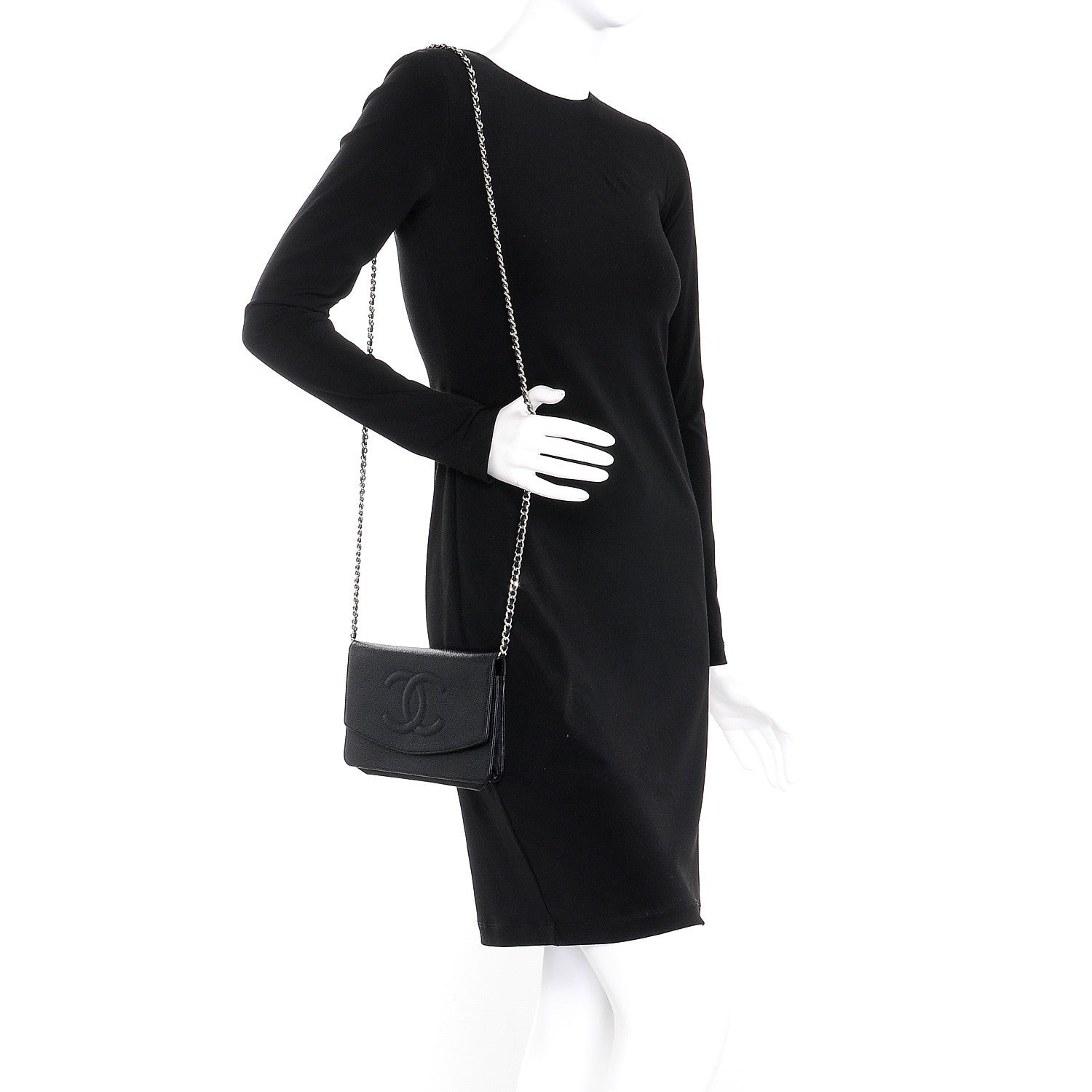 Chanel Caviar Timeless CC Wallet On Chain WOC Black 2 of 10