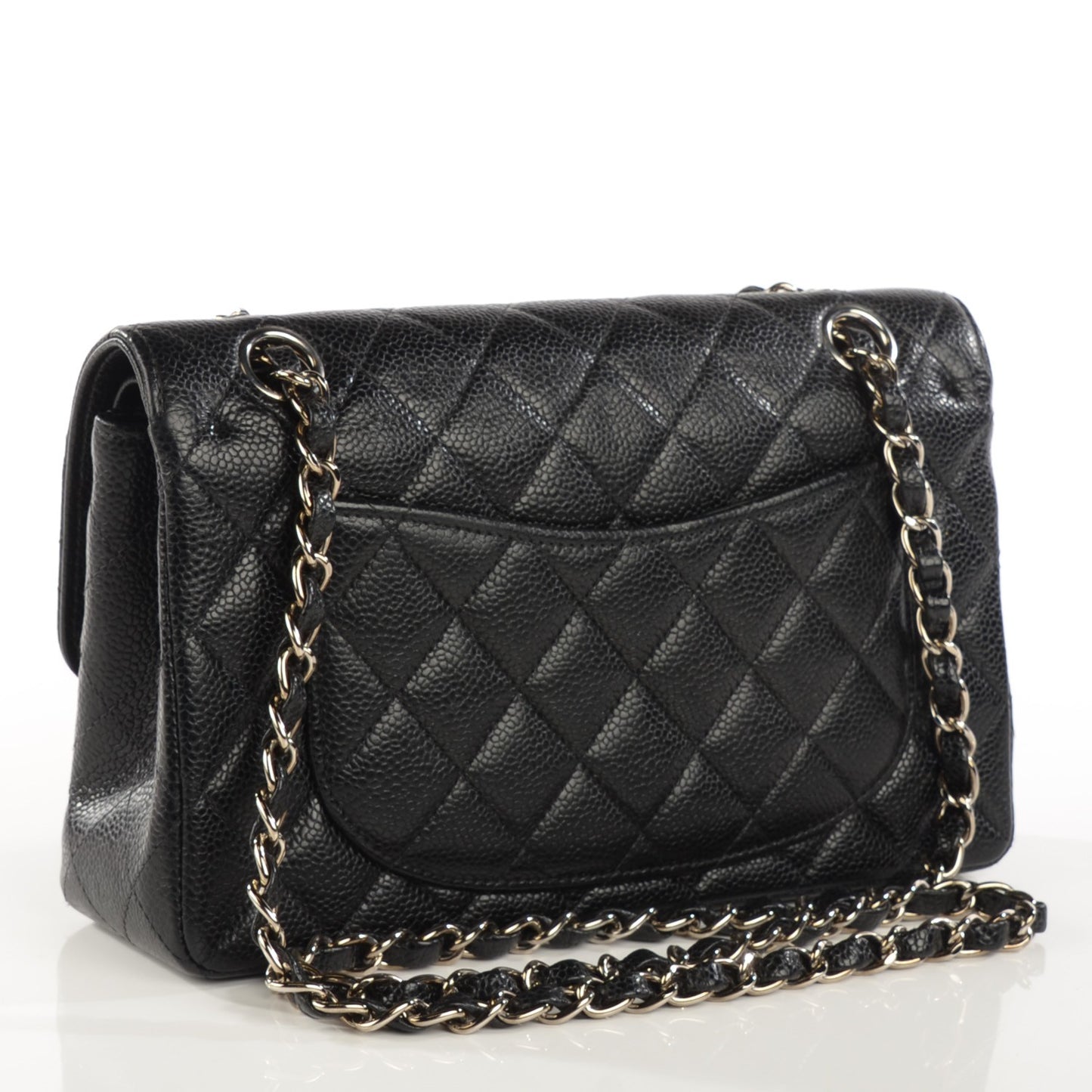 Caviar Quilted Small Double Flap Black