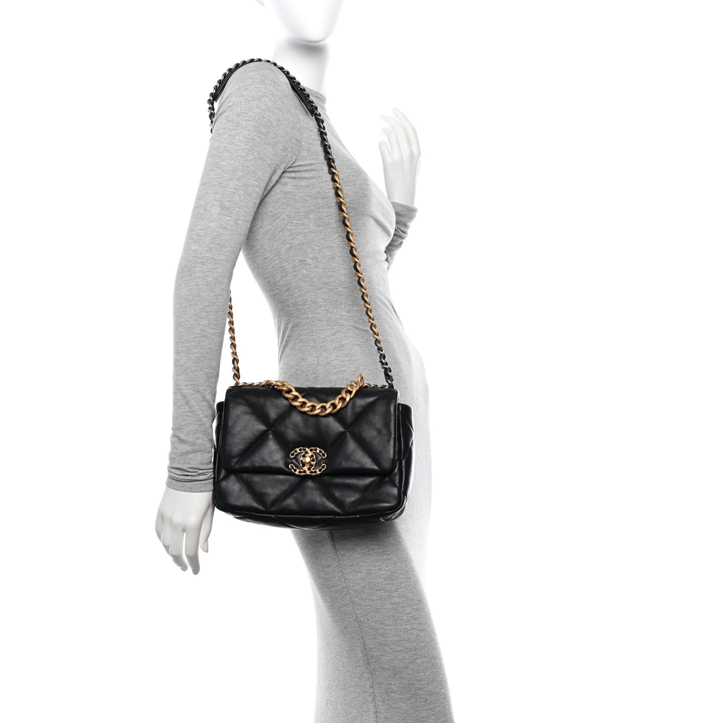 Lambskin Quilted Medium Chanel 19 Flap Black