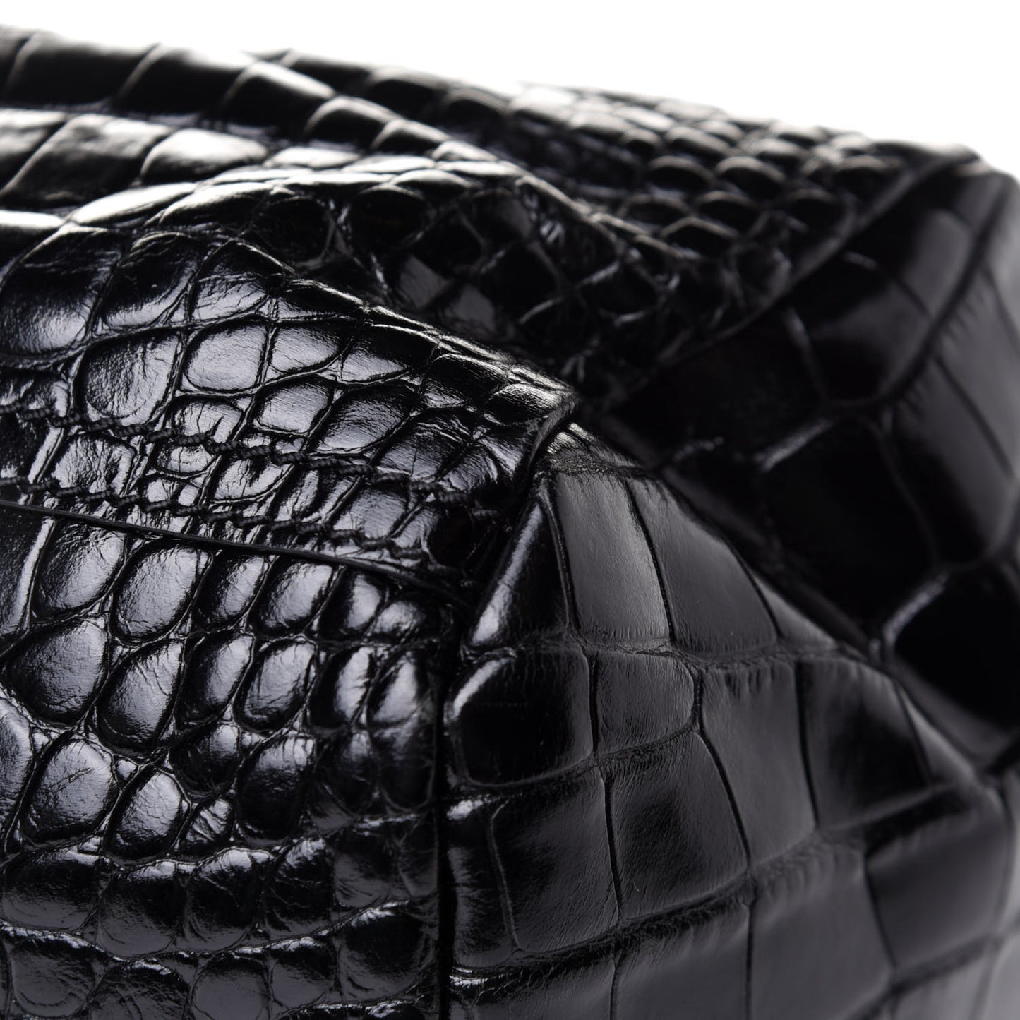 Calfskin Crocodile Embossed Small Pandora Black