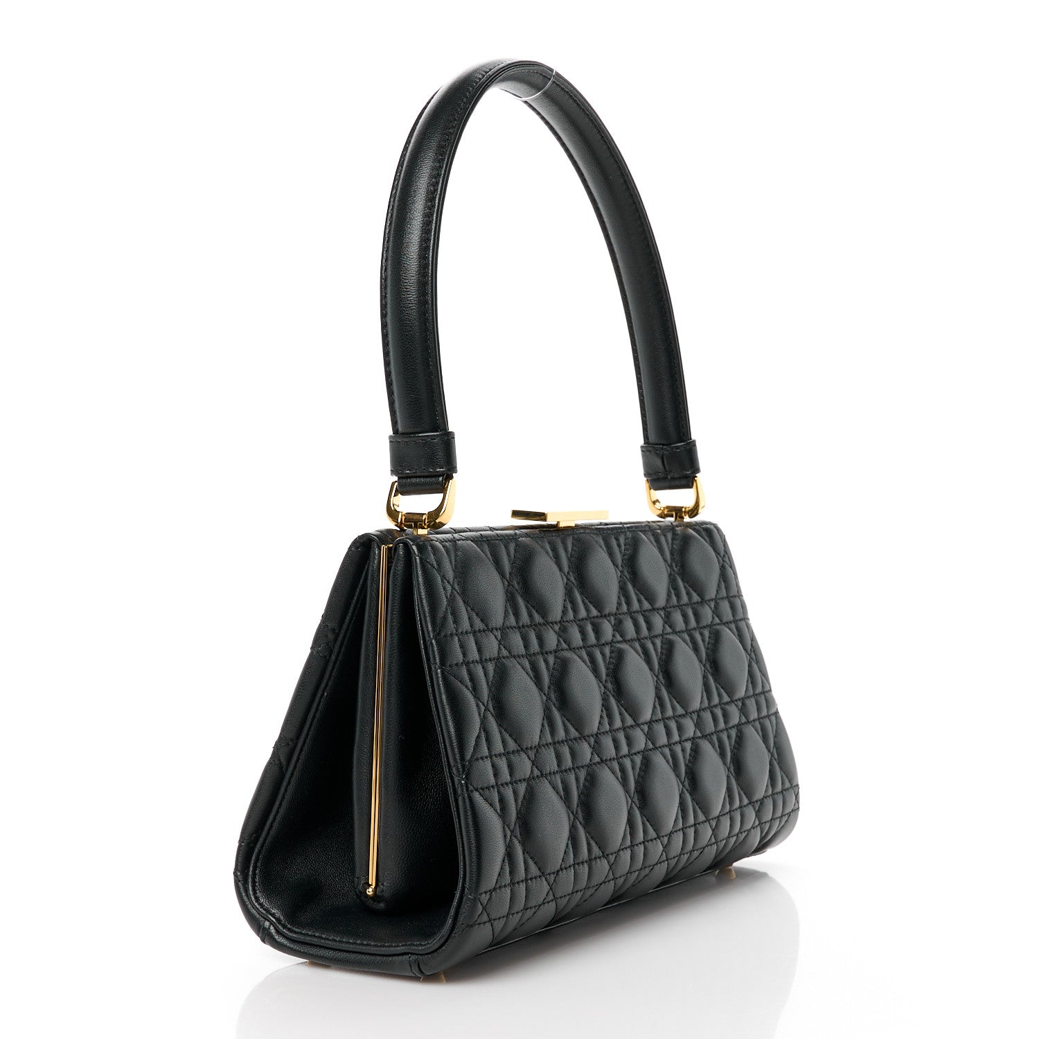 Christian Dior Calfskin Cannage Frame Bag Black 4 of 10