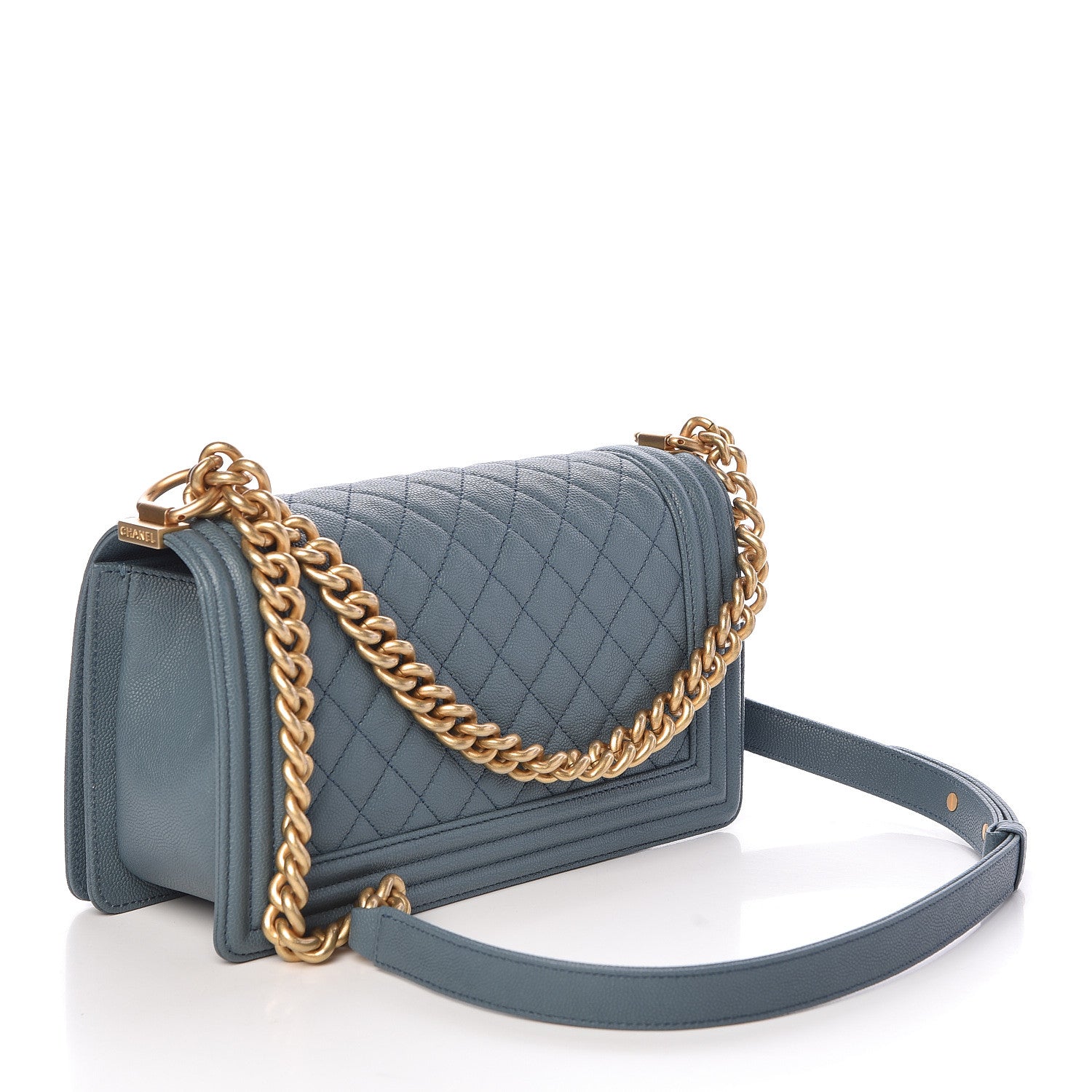 Chanel Caviar Quilted Medium Boy Flap Blue 3 of 10