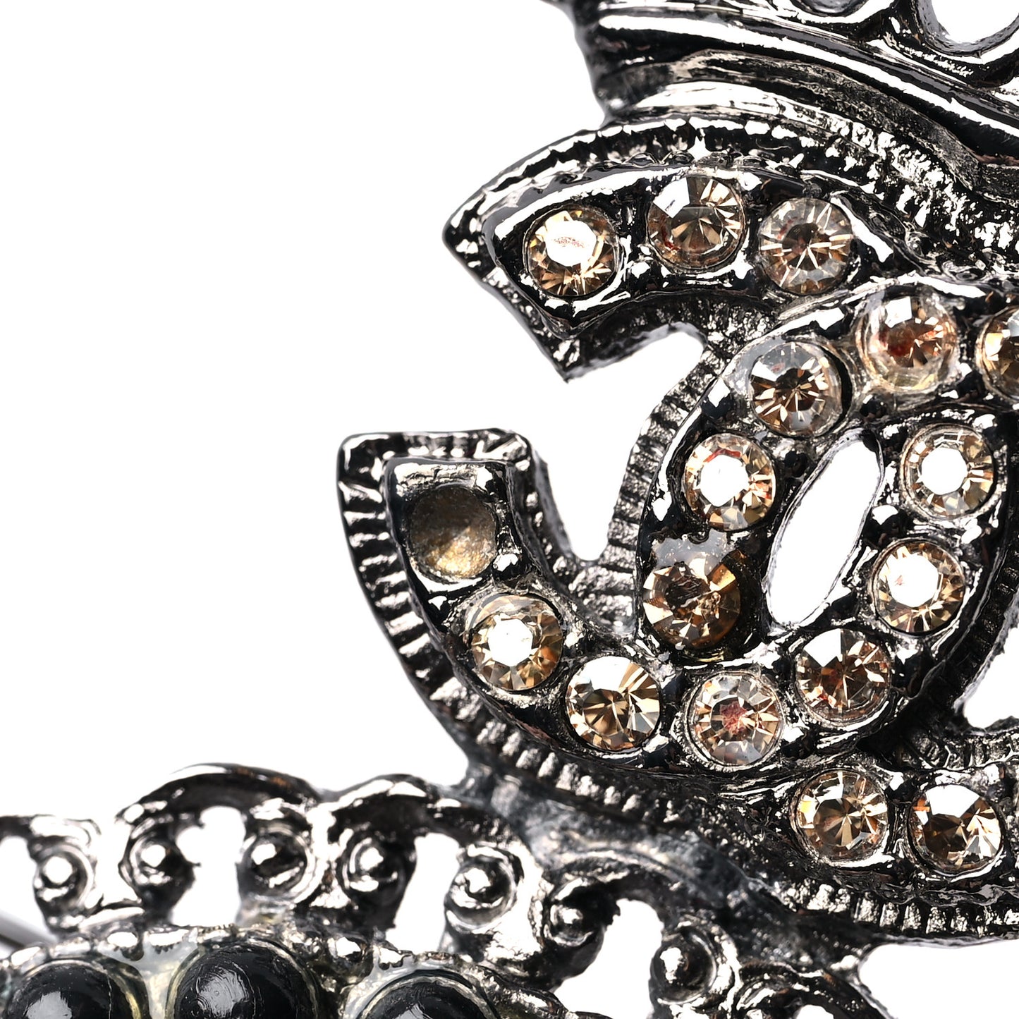 Baguette Crystal CC Wings Brooch Ruthenium Black