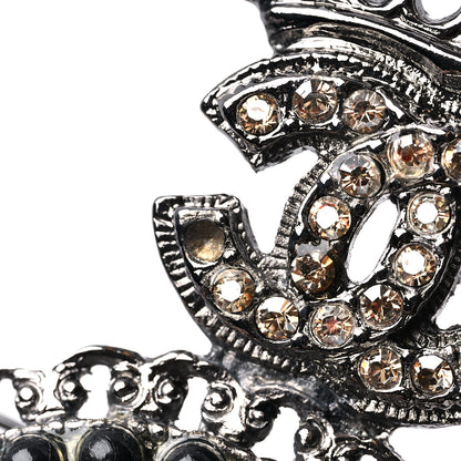 Chanel Baguette Crystal CC Wings Brooch Ruthenium Black 5 of 6