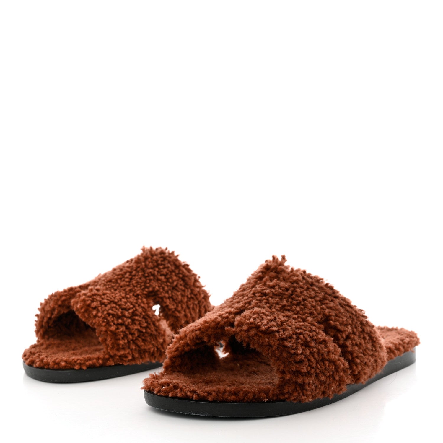 Hermes Woolskin Mens Izmir Sandals 43 Cognac 3 of 7