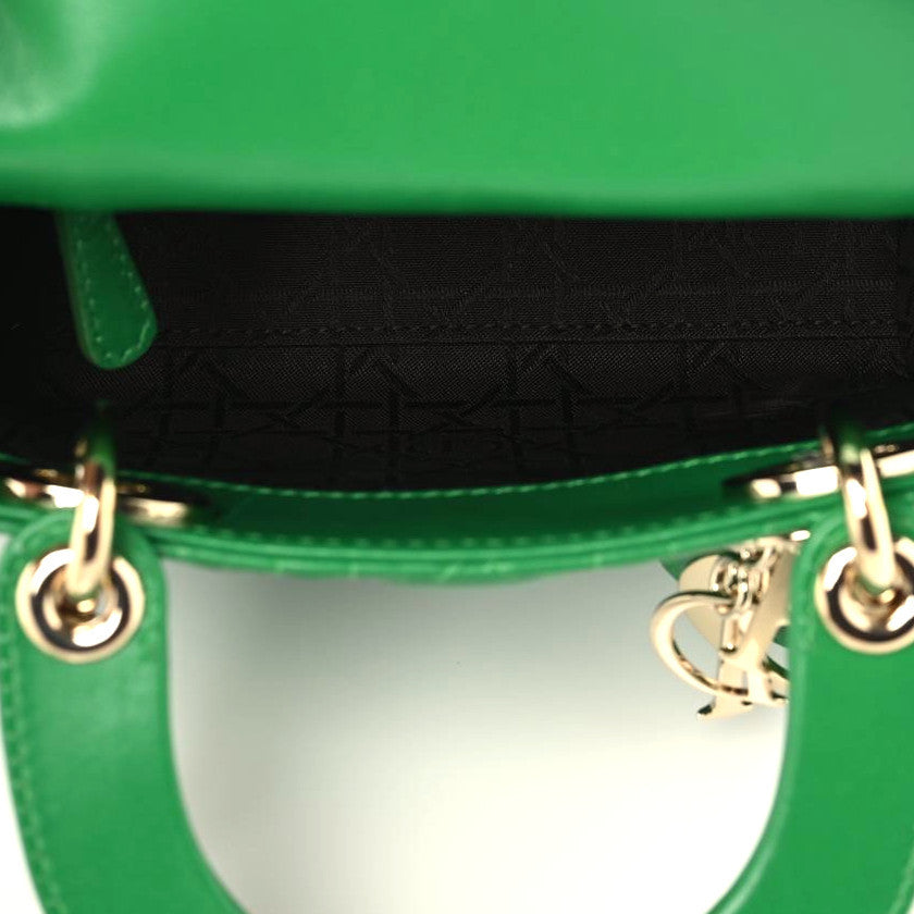 Lambskin Cannage Mini Lady Dior Bright Green