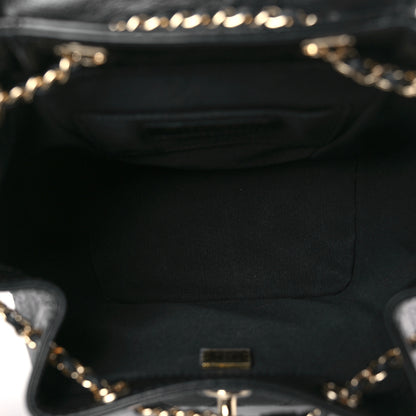 Chanel Glazed Aged Calfskin Quilted Small Duma Drawstring Backpack Black 5 of 9
