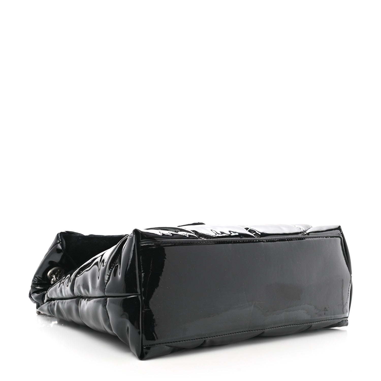 Saint Laurent Patent Lambskin Quilted Medium Loulou Puffer Monogram Chain Satchel Black 4 of 11