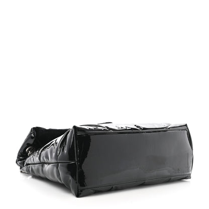 Saint Laurent Patent Lambskin Quilted Medium Loulou Puffer Monogram Chain Satchel Black 4 of 11