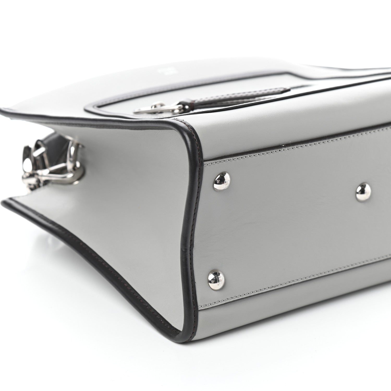 Fendi Vitello Century Opaco F is Fendi Bi-Color Small Runaway Satchel Ghiaccio Ebano 8 of 9