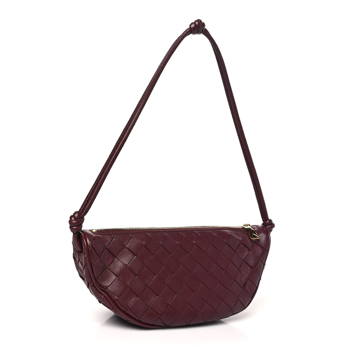 Nappa Intrecciato Half Moon Pouch On Strap Barolo