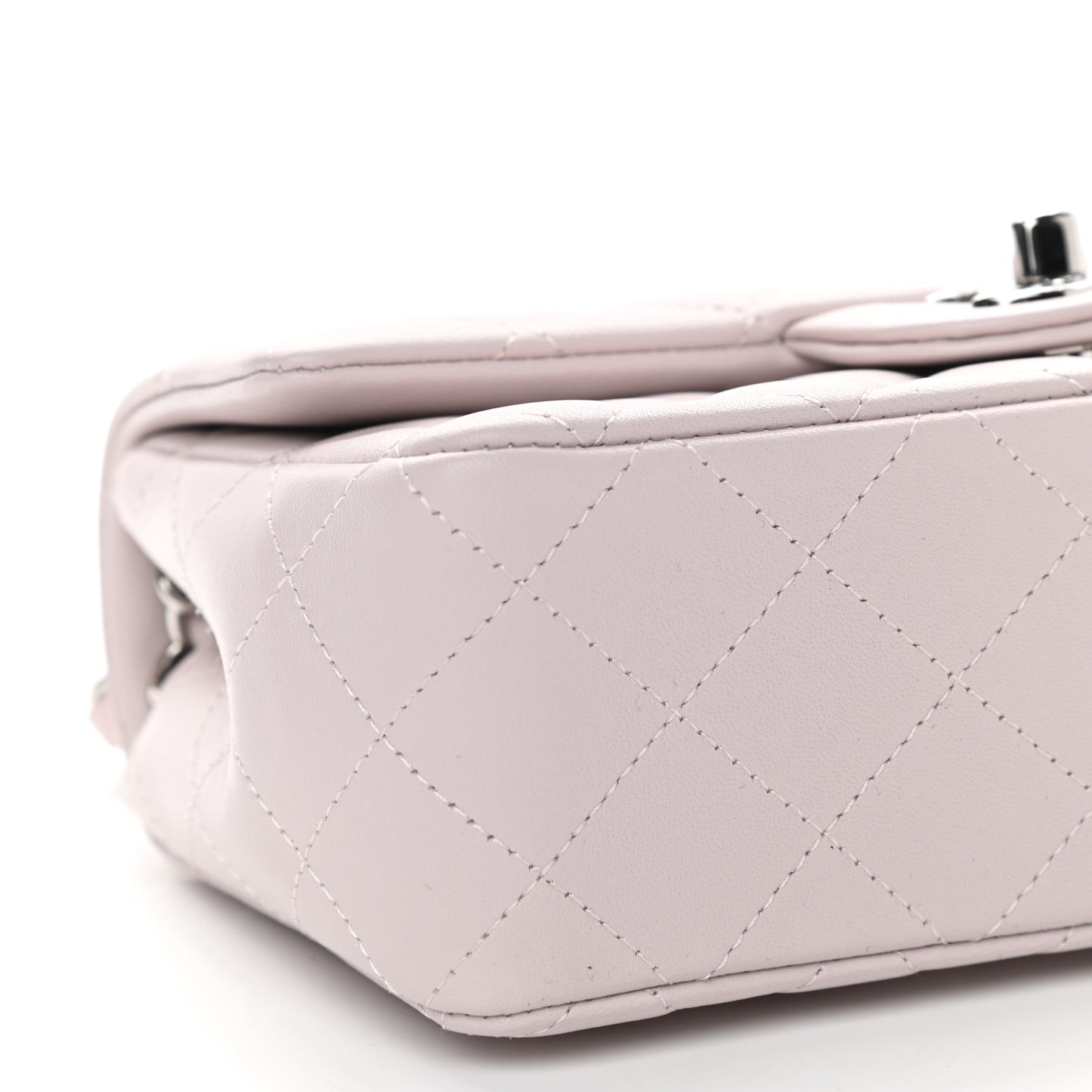 Lambskin Quilted Mini Rectangular Flap Light Purple