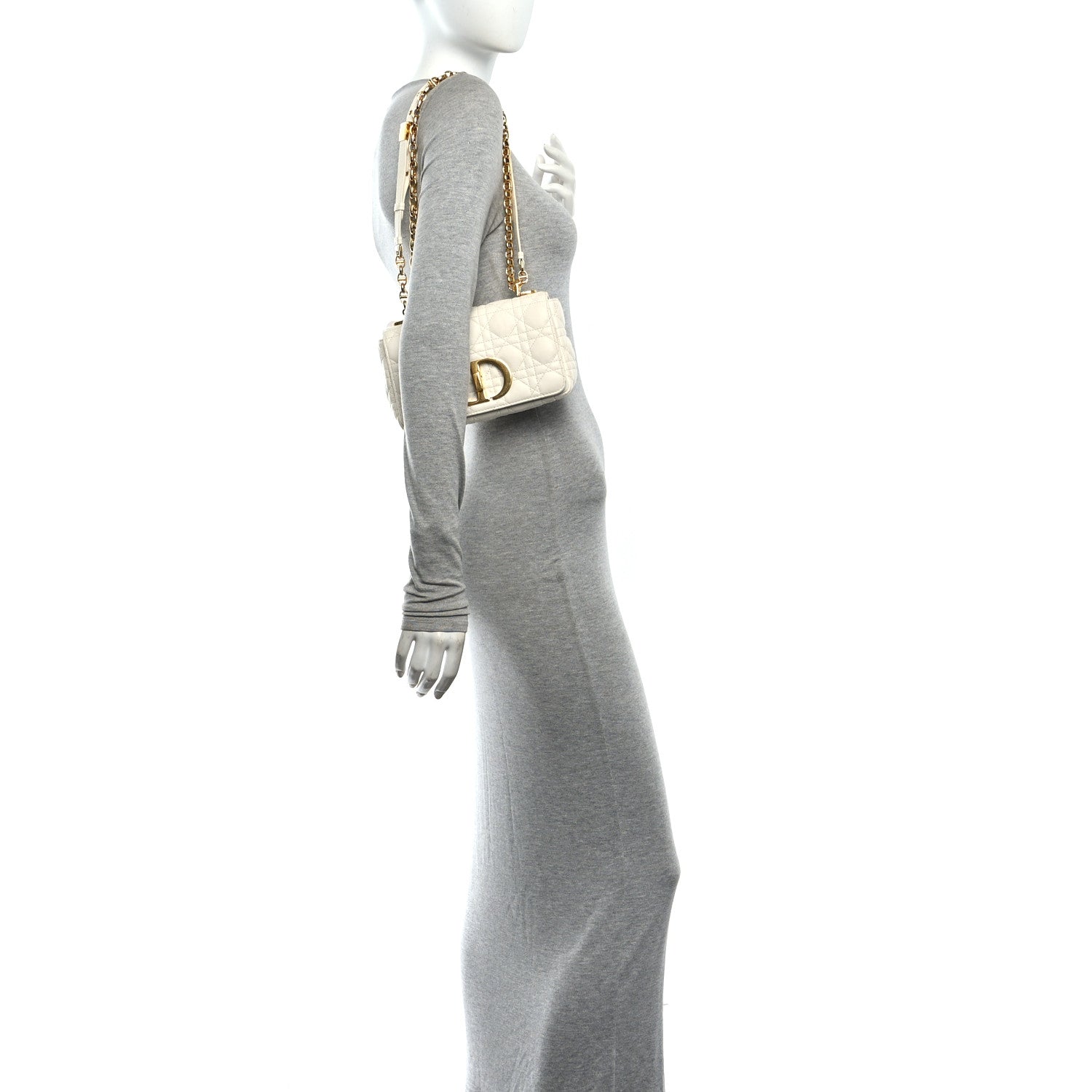 Christian Dior Grained Calfskin Cannage Small Caro Bag White 2 of 14