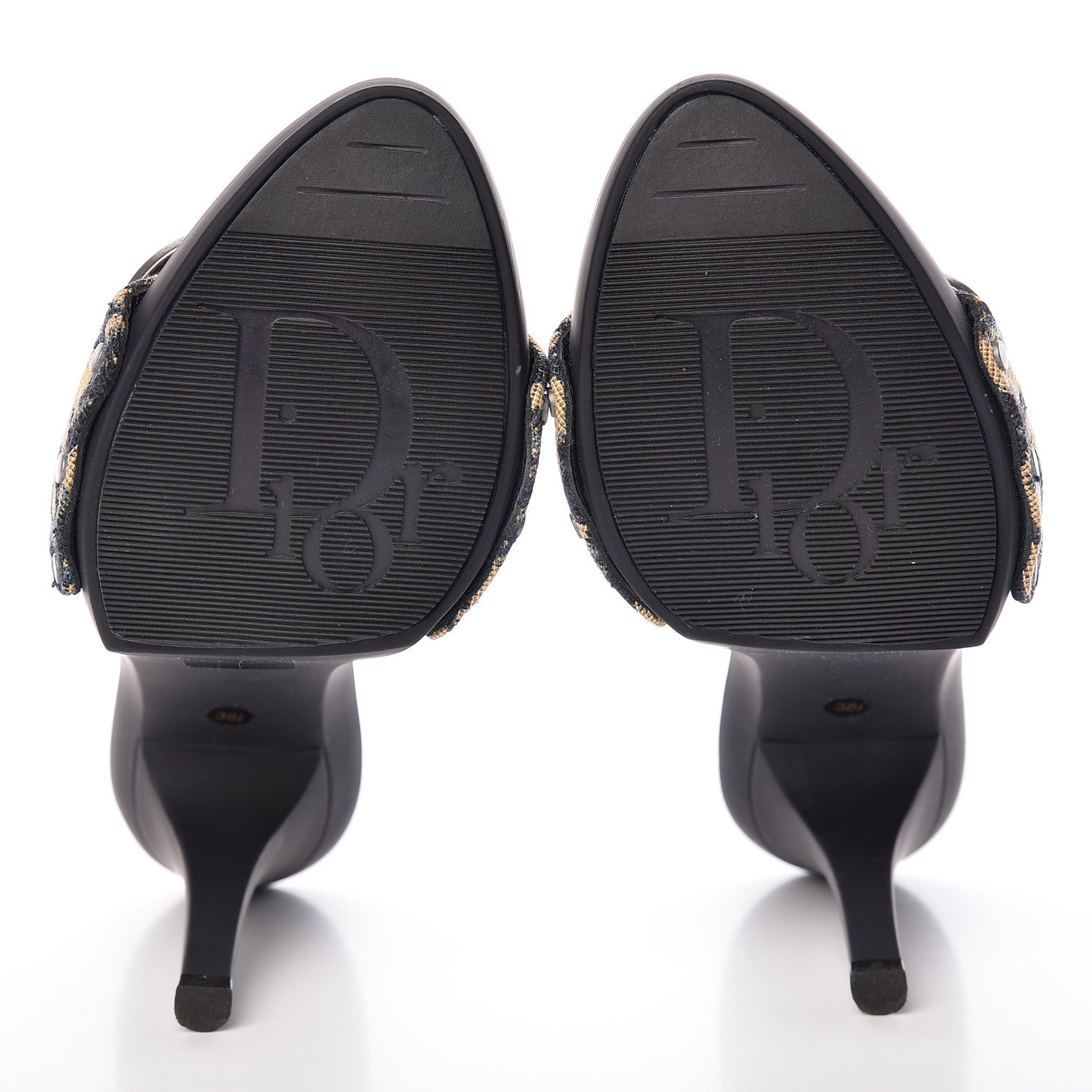 Canvas Monogram Sandals 38.5 Blue Marine