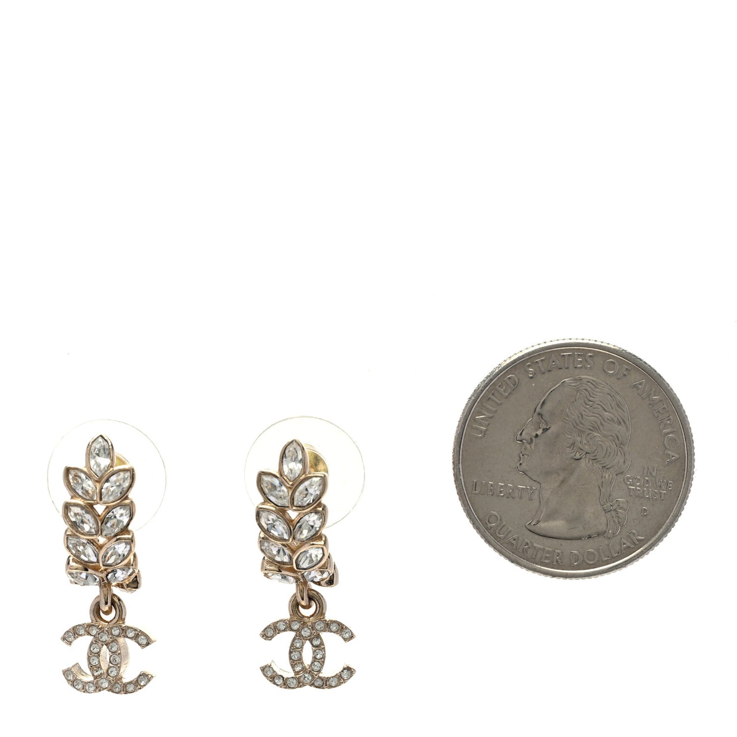 Crystal Sparkling Wheat CC Long Drop Earrings Gold