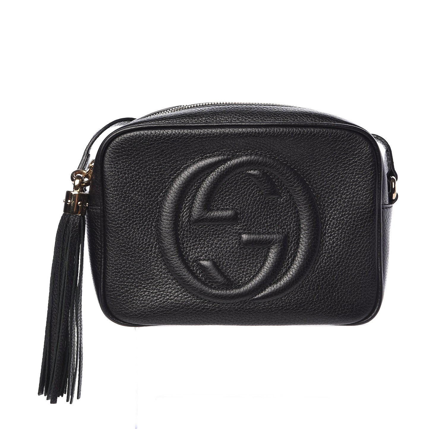 Pebbled Calfskin Small Soho Disco Bag Black