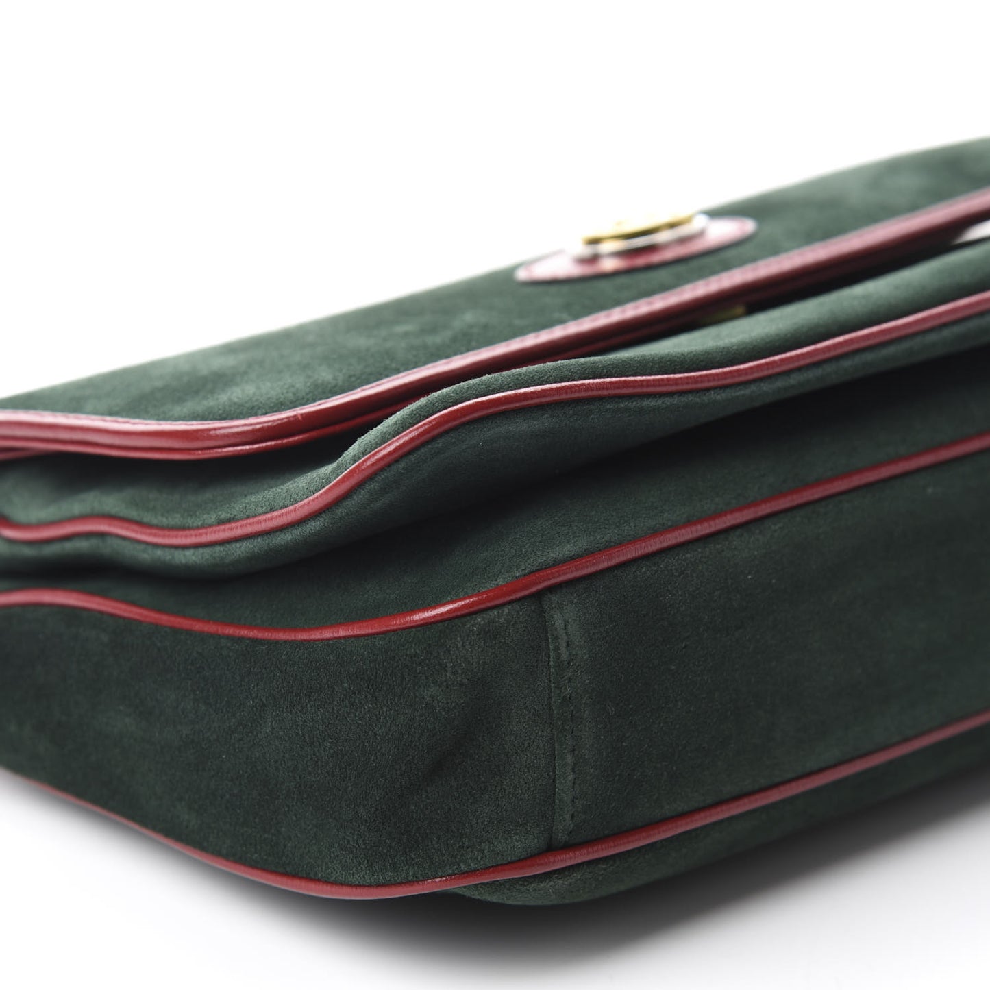 Suede Azalea Calfskin Small Marina Chain Shoulder Bag Green Red