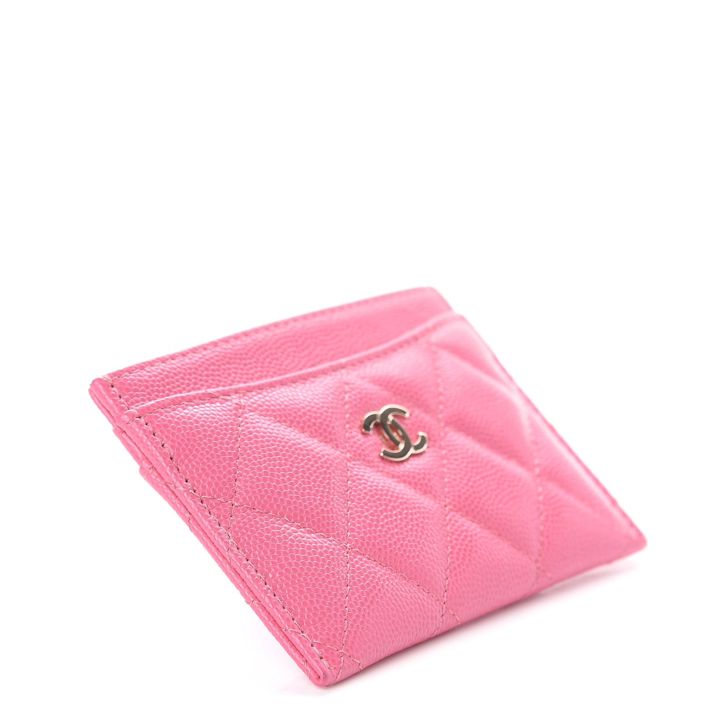Caviar Quilted Card Holder Pink