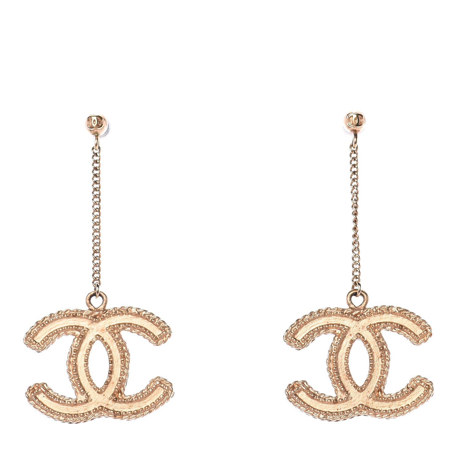 Chanel CC Drop Earrings Matte Gold 1 of 5