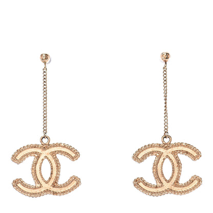Chanel CC Drop Earrings Matte Gold 1 of 5