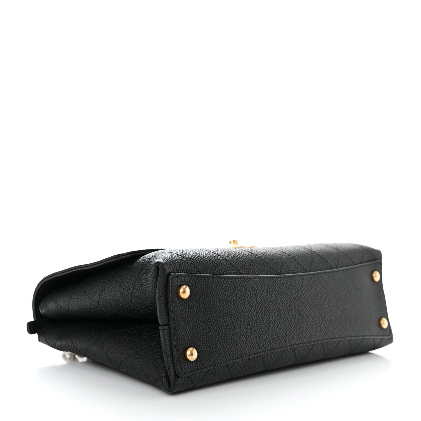 Grained Calfskin Stitched Flap Black