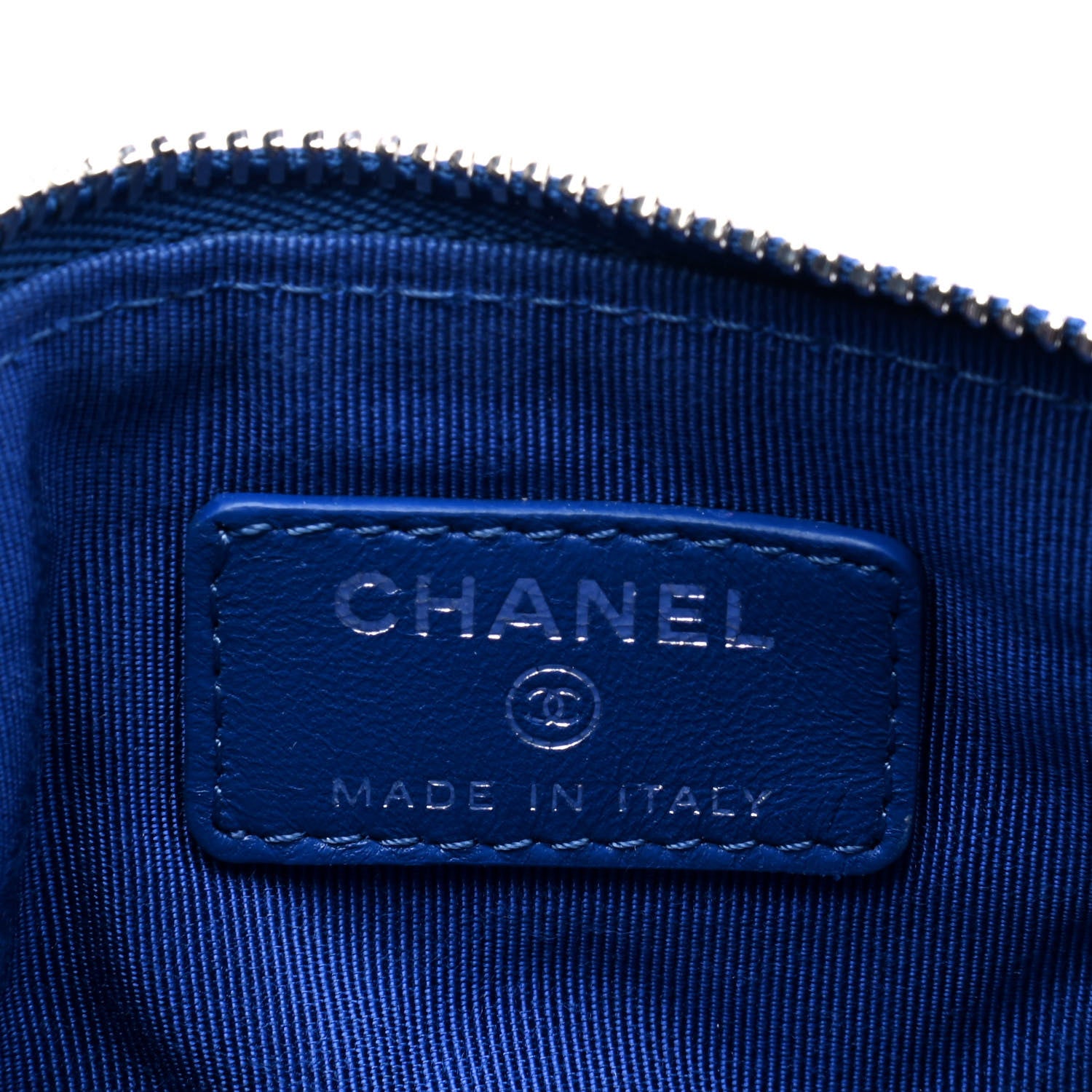 Chanel Lambskin Quilted Small Cosmetic Case Blue 4 of 4