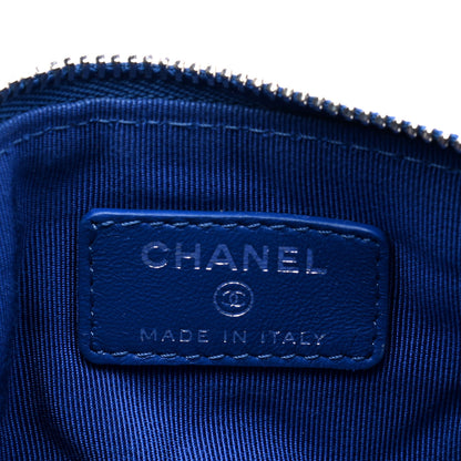 Chanel Lambskin Quilted Small Cosmetic Case Blue 4 of 4