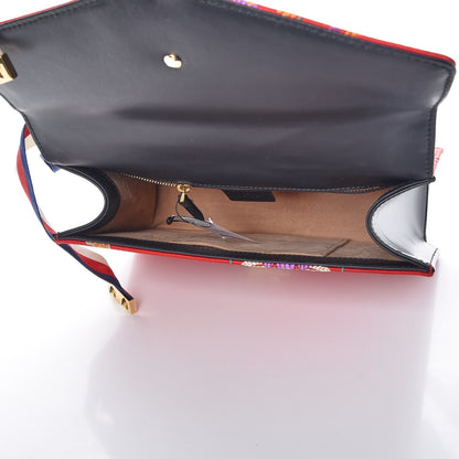 Gucci Jacquard Floral Small Sylvie Shoulder Bag Red Multicolor Black 6 of 9