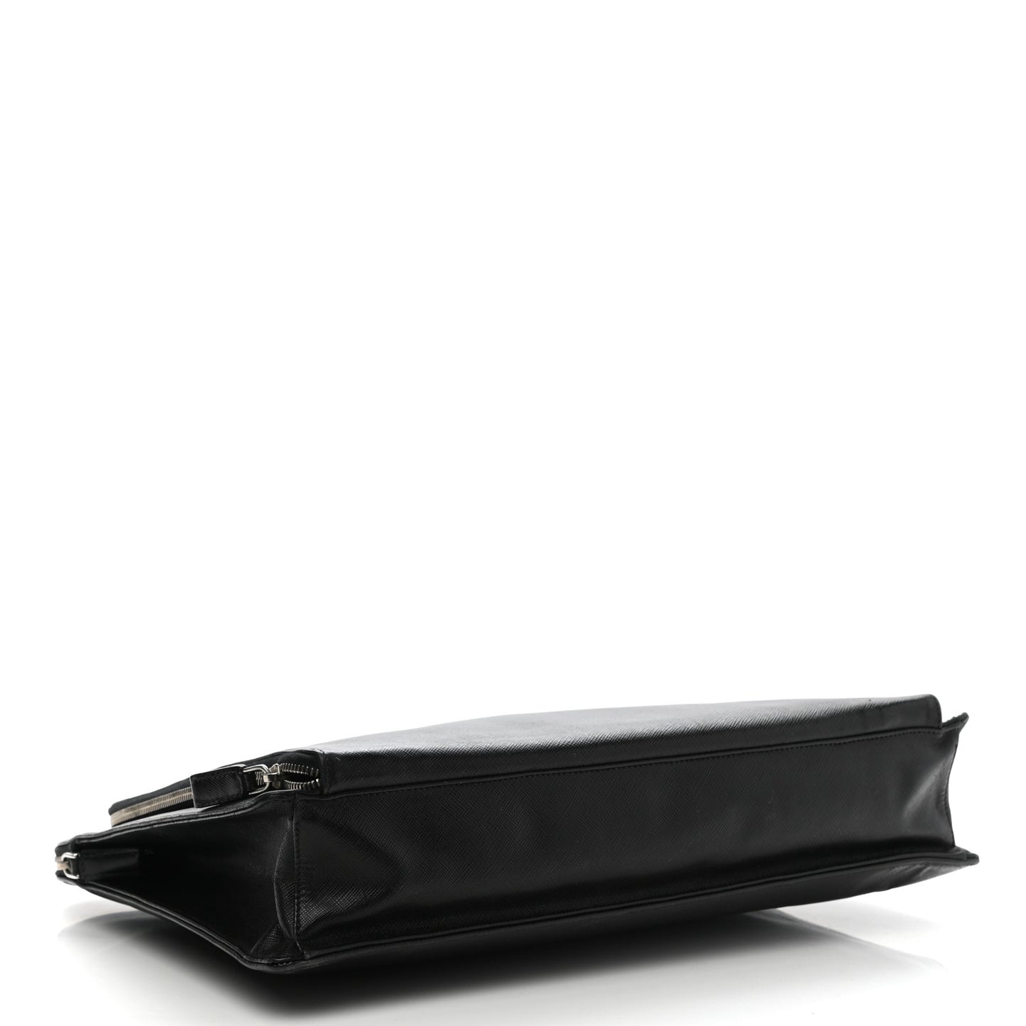 Saffiano Cuir Front Zip Pocket Briefcase Black