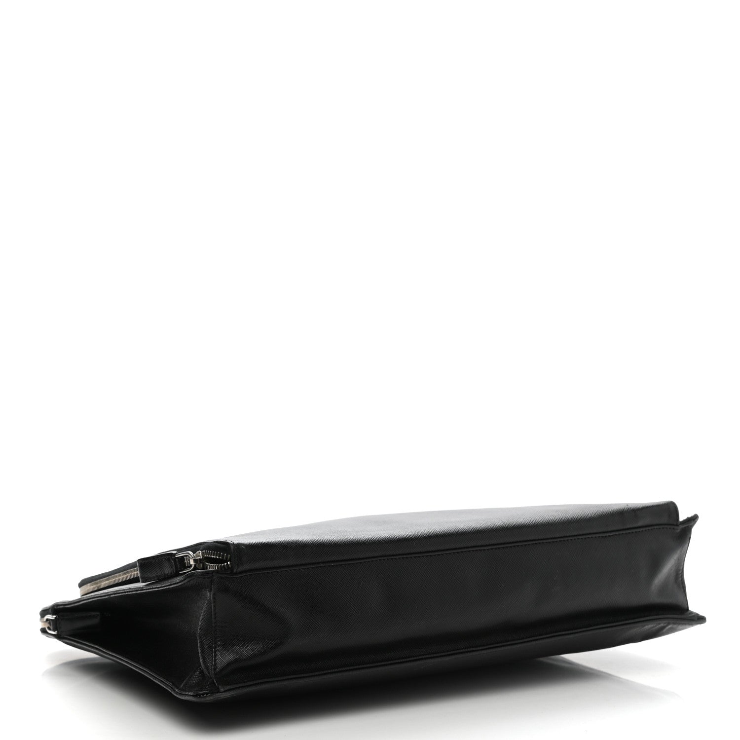 Prada Saffiano Cuir Front Zip Pocket Briefcase Black 4 of 13