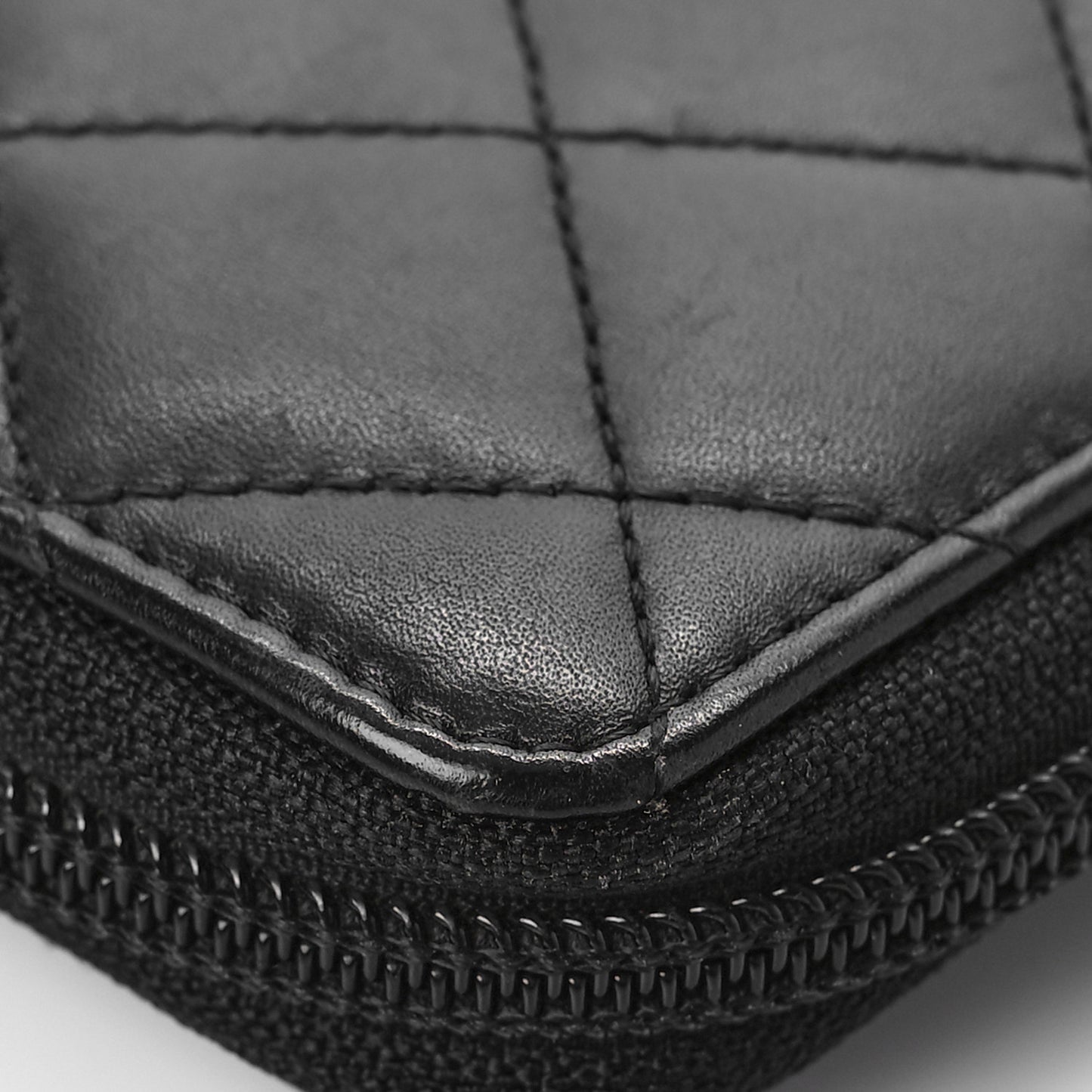 Calfskin Cambon Zip Around Organizer Wallet Black