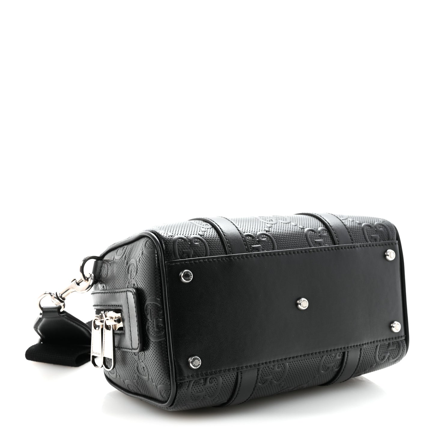 Calfskin GG Tennis Embossed Mini Duffle Bag Black
