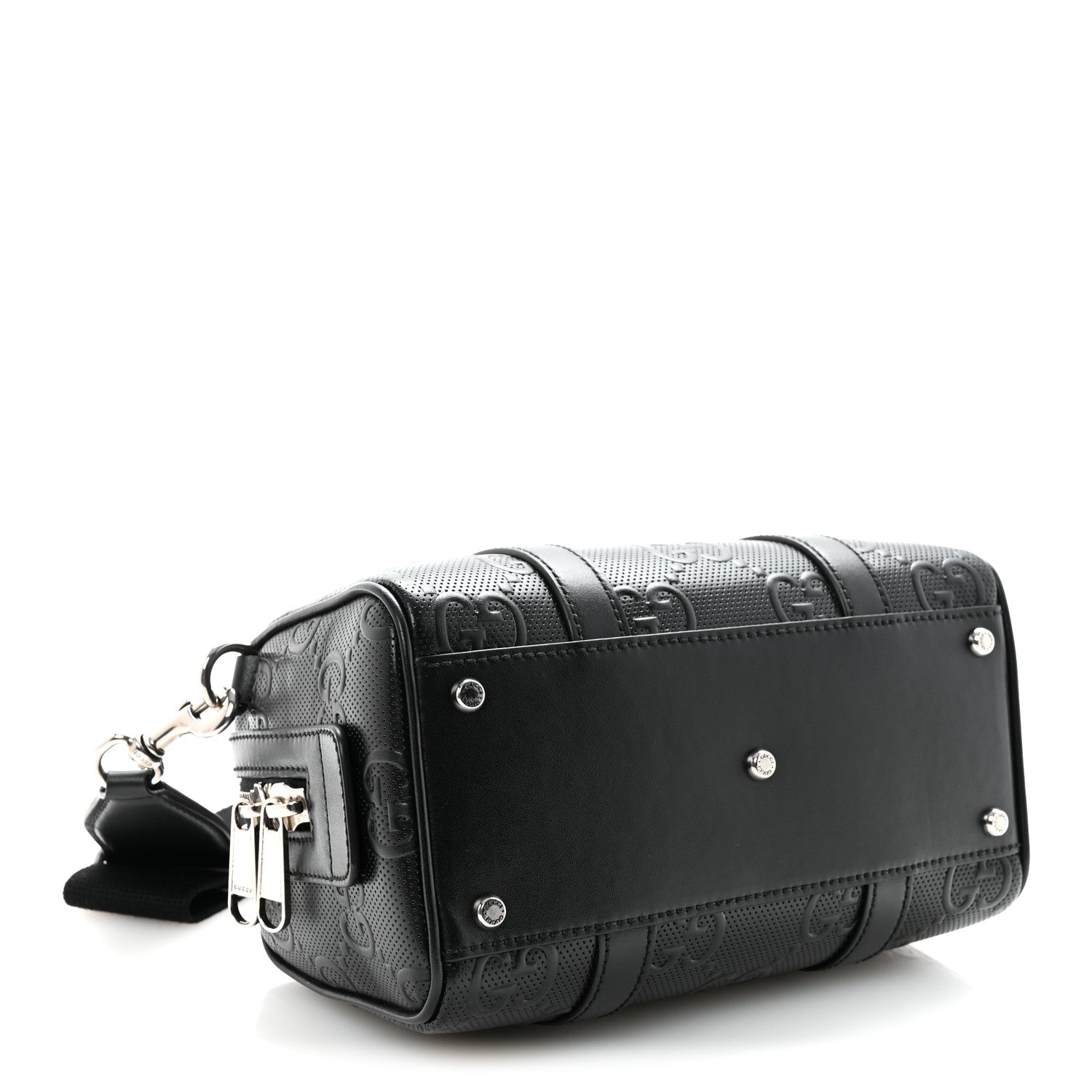 Gucci Calfskin GG Tennis Embossed Mini Duffle Bag Black 4 of 9