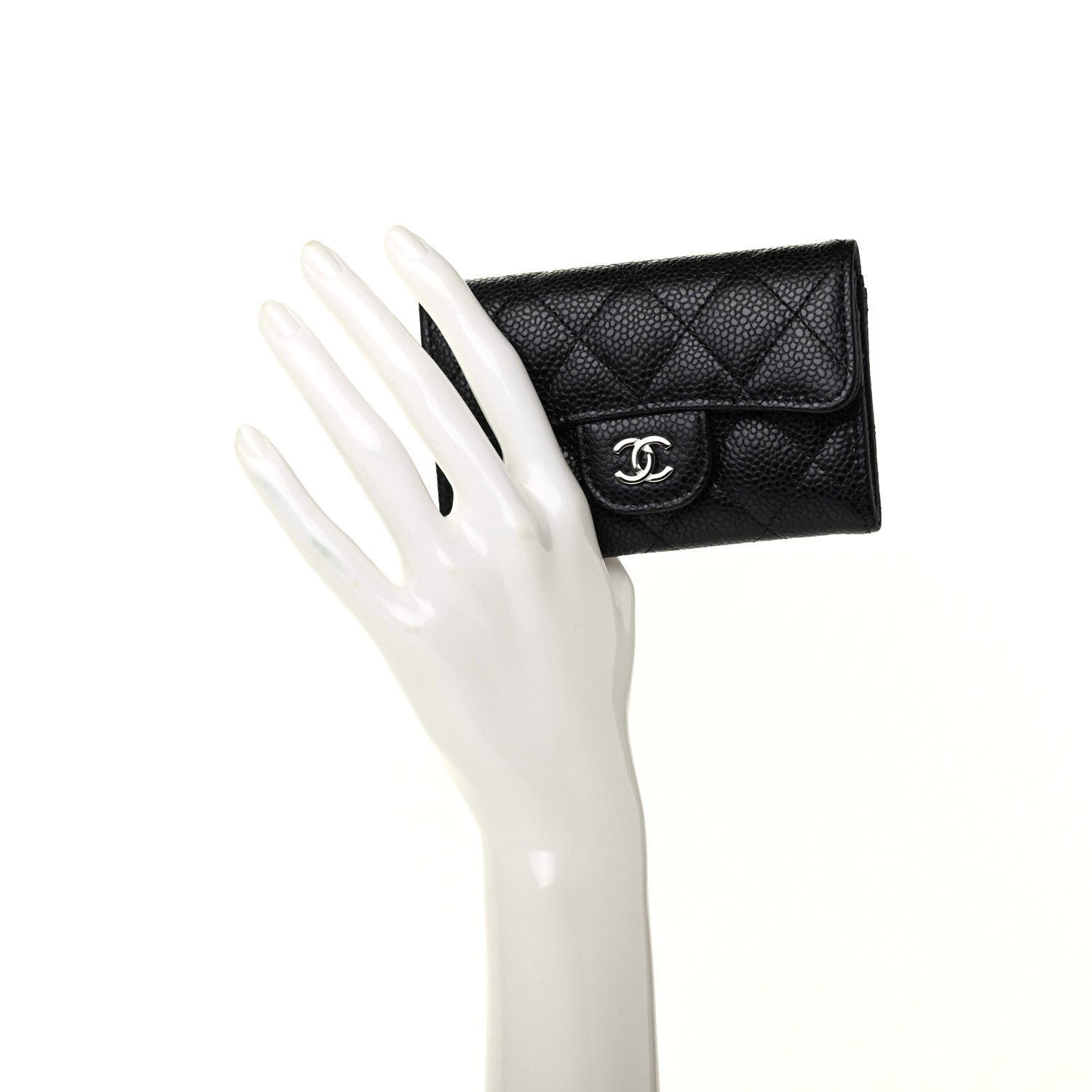 Chanel Caviar Quilted Flap Card Holder Wallet Black 2 of 9