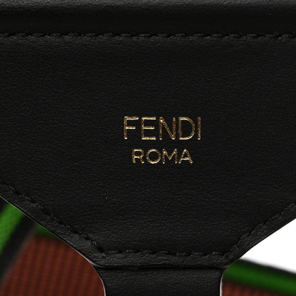 Fendi Cannete Ribbon Poly Vitello Century Logo Adjustable Strap You Coral Green 4 of 5